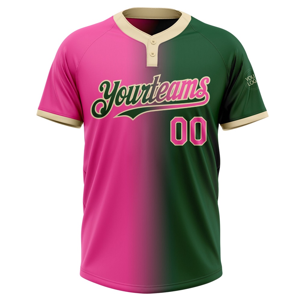 Green Pink Cream Gradient Fashion Two Button Unisex Softball Jersey, Custom Team Softball Jersey Green Pink Cream Gradient Fashion Two Button Unisex Softball Jersey, Custom Team Softball Jersey
