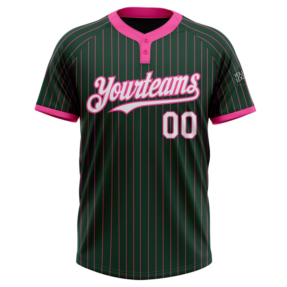 Green Pink Pinstripe White Two Button Unisex Softball Jersey, Custom Team Softball Jersey Green Pink Pinstripe White Two Button Unisex Softball Jersey, Custom Team Softball Jersey