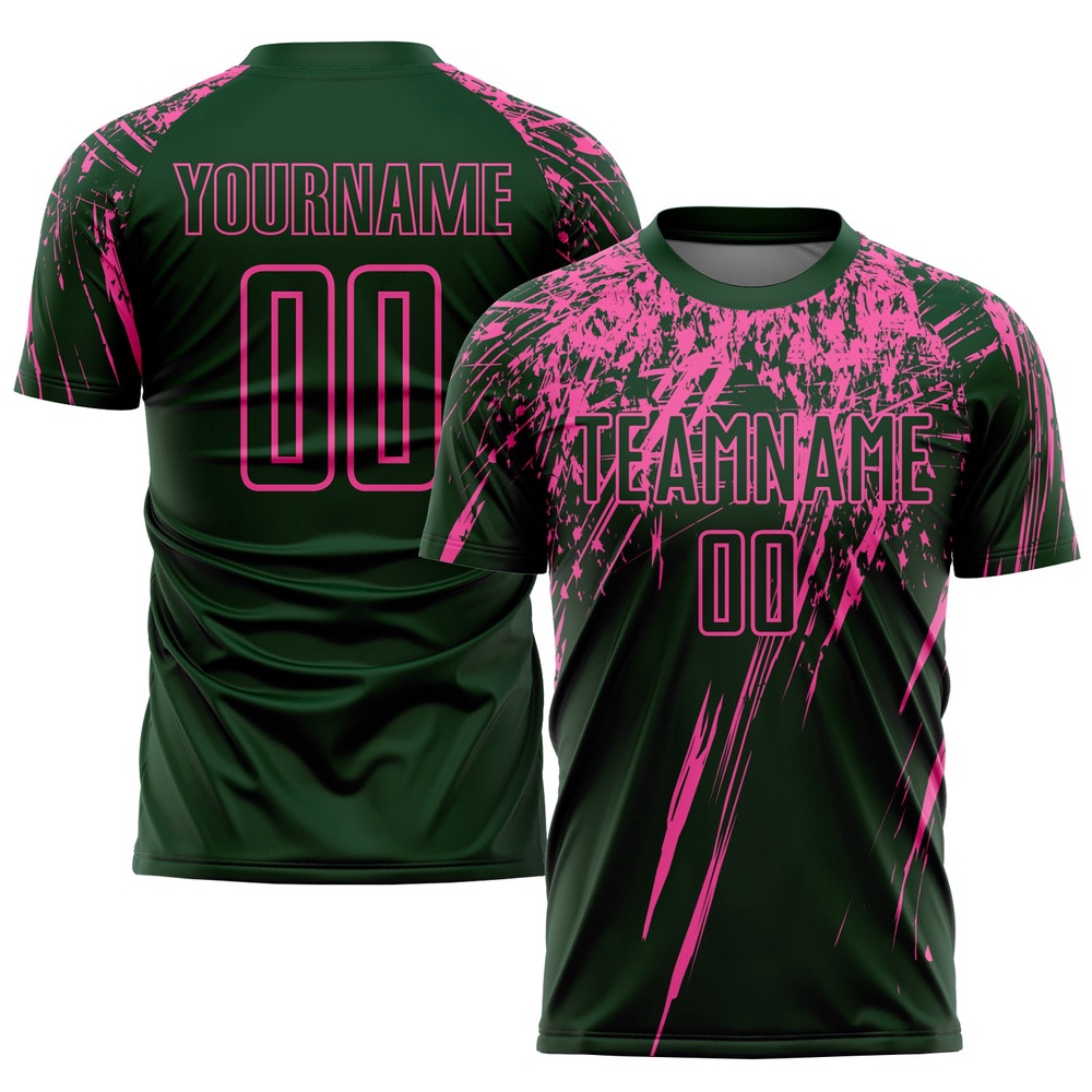 Green Pink Sublimation Soccer Uniform Jersey, Custom Team Soccer Jersey Shirt