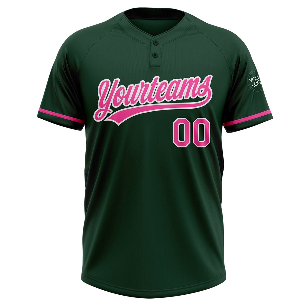 Green Pink White Two Button Unisex Softball Jersey, Custom Team Softball Jersey Green Pink White Two Button Unisex Softball Jersey, Custom Team Softball Jersey