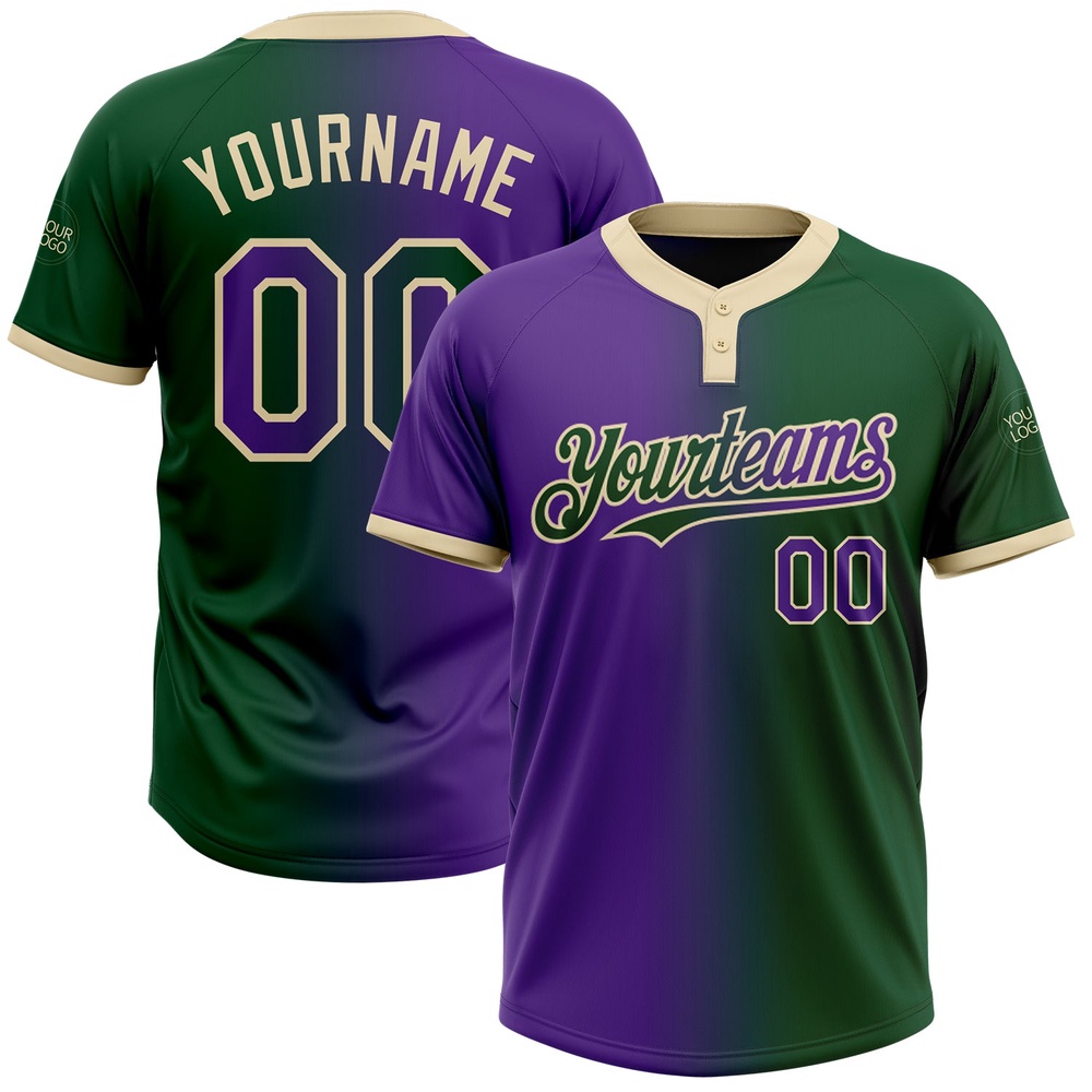 Green Purple Cream Gradient Fashion Two Button Unisex Softball Jersey, Custom Team Softball Jersey Green Purple Cream Gradient Fashion Two Button Unisex Softball Jersey, Custom Team Softball Jersey