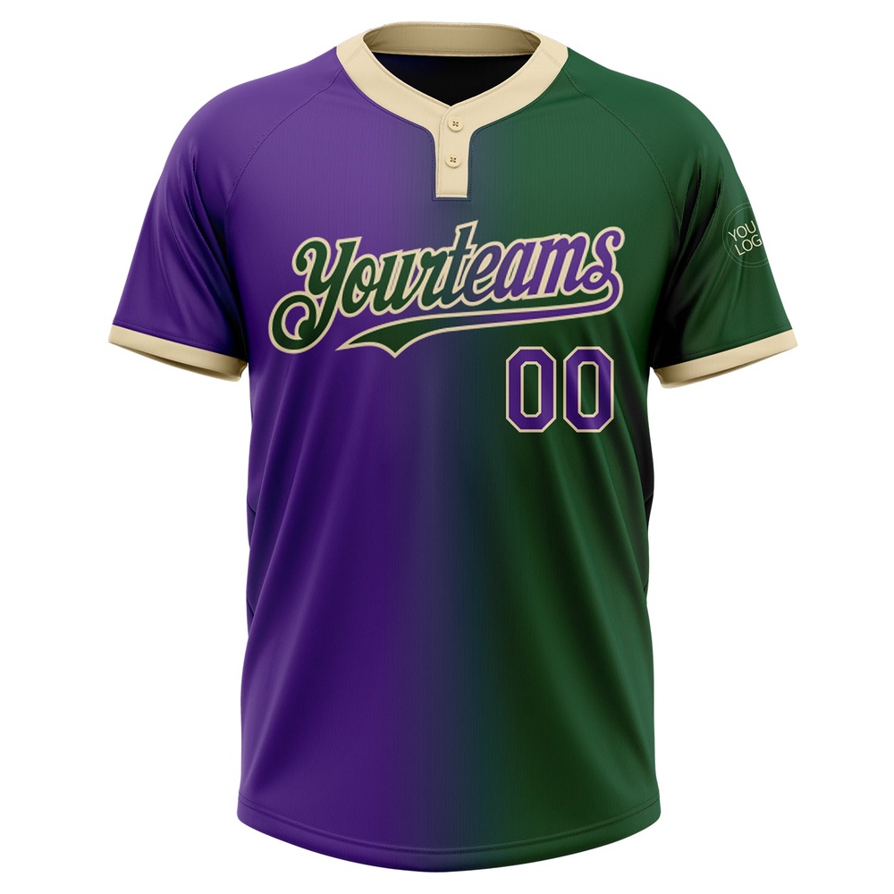 Green Purple Cream Gradient Fashion Two Button Unisex Softball Jersey, Custom Team Softball Jersey Green Purple Cream Gradient Fashion Two Button Unisex Softball Jersey, Custom Team Softball Jersey