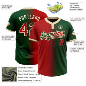 Green Red Cream Gradient Fashion Two Button Unisex Softball Jersey Custom Team Softball Jersey 3 maloya.jpg