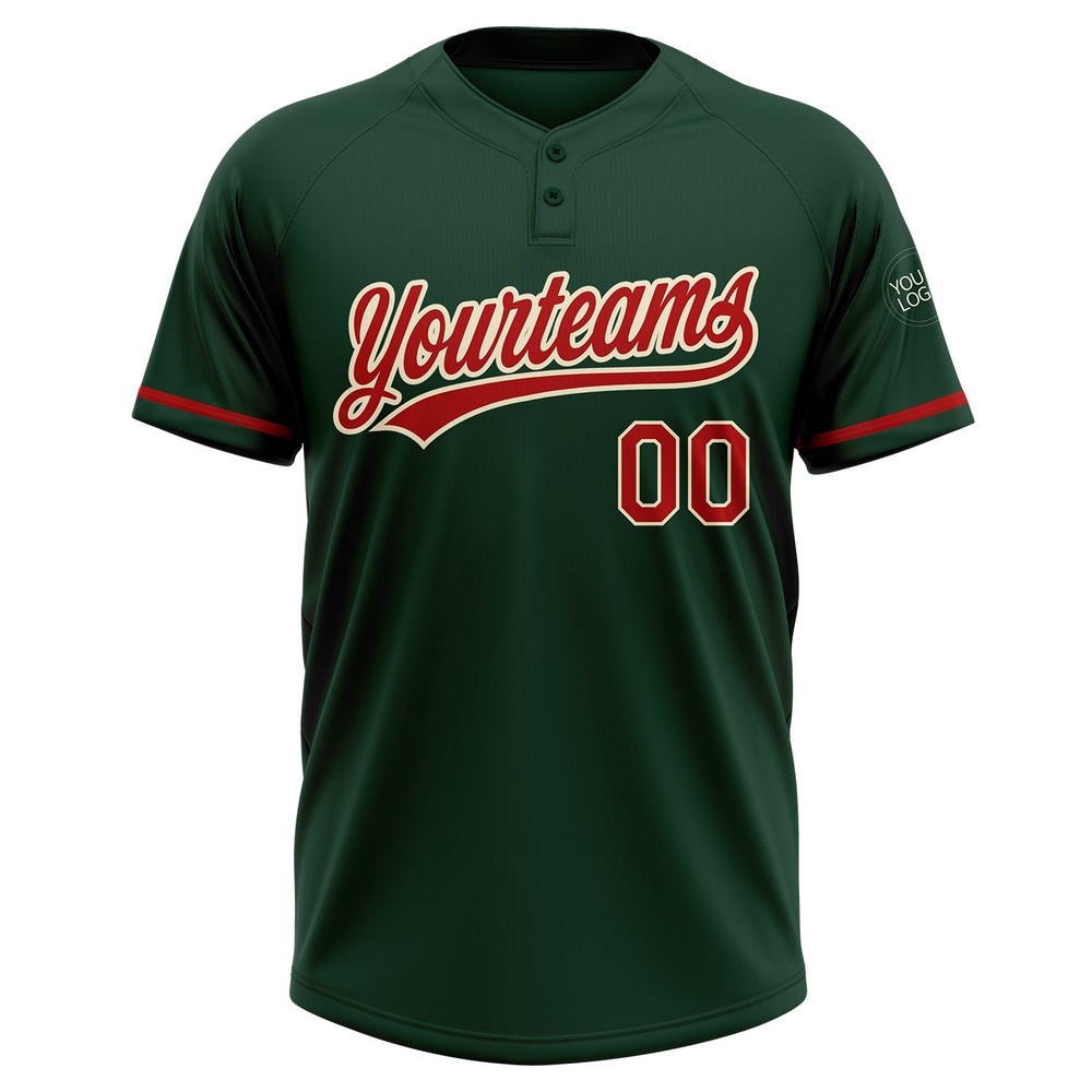Green Red Cream Two Button Unisex Softball Jersey, Custom Team Softball Jersey Green Red Cream Two Button Unisex Softball Jersey, Custom Team Softball Jersey
