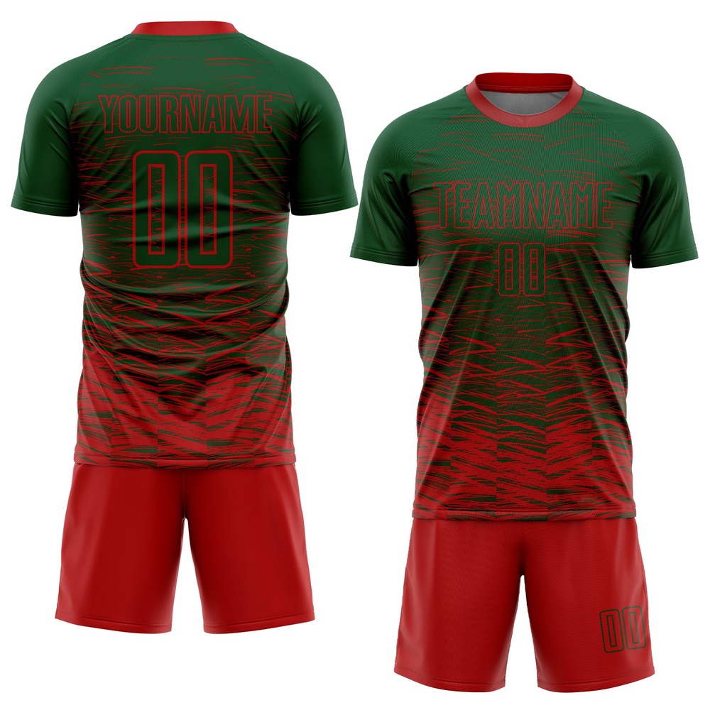 Green Red Sublimation Soccer Uniform Jersey, Custom Team Soccer Jersey Shirt Green Red Sublimation Soccer Uniform Jersey, Custom Team Soccer Jersey Shirt