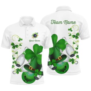 Green Shamrock Mens Polo Bowling Shirts Custom…