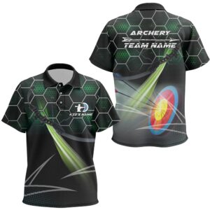 Green Target Archery Polo Shirts, Custom Name…