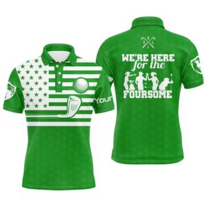 Green White American Flag Men’s Golf Polo…
