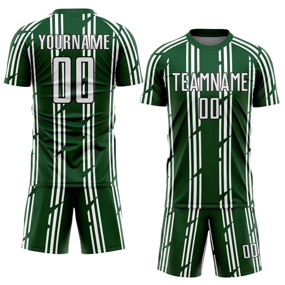 Green White Black Pinstripe Sublimation Soccer Uniform Jersey, Custom Team Soccer Jersey Shirt