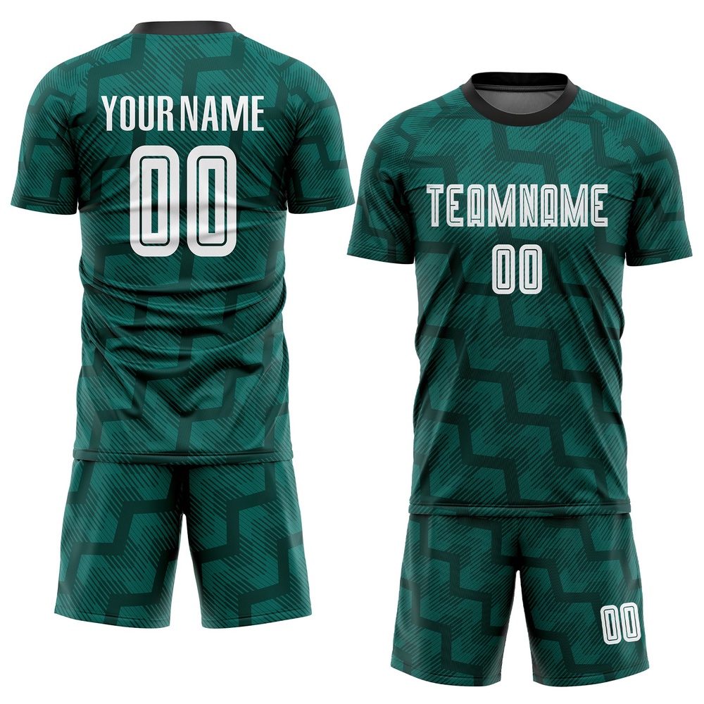 Green White Black Sublimation Soccer Uniform Jersey, Custom Team Soccer Jersey Shirt