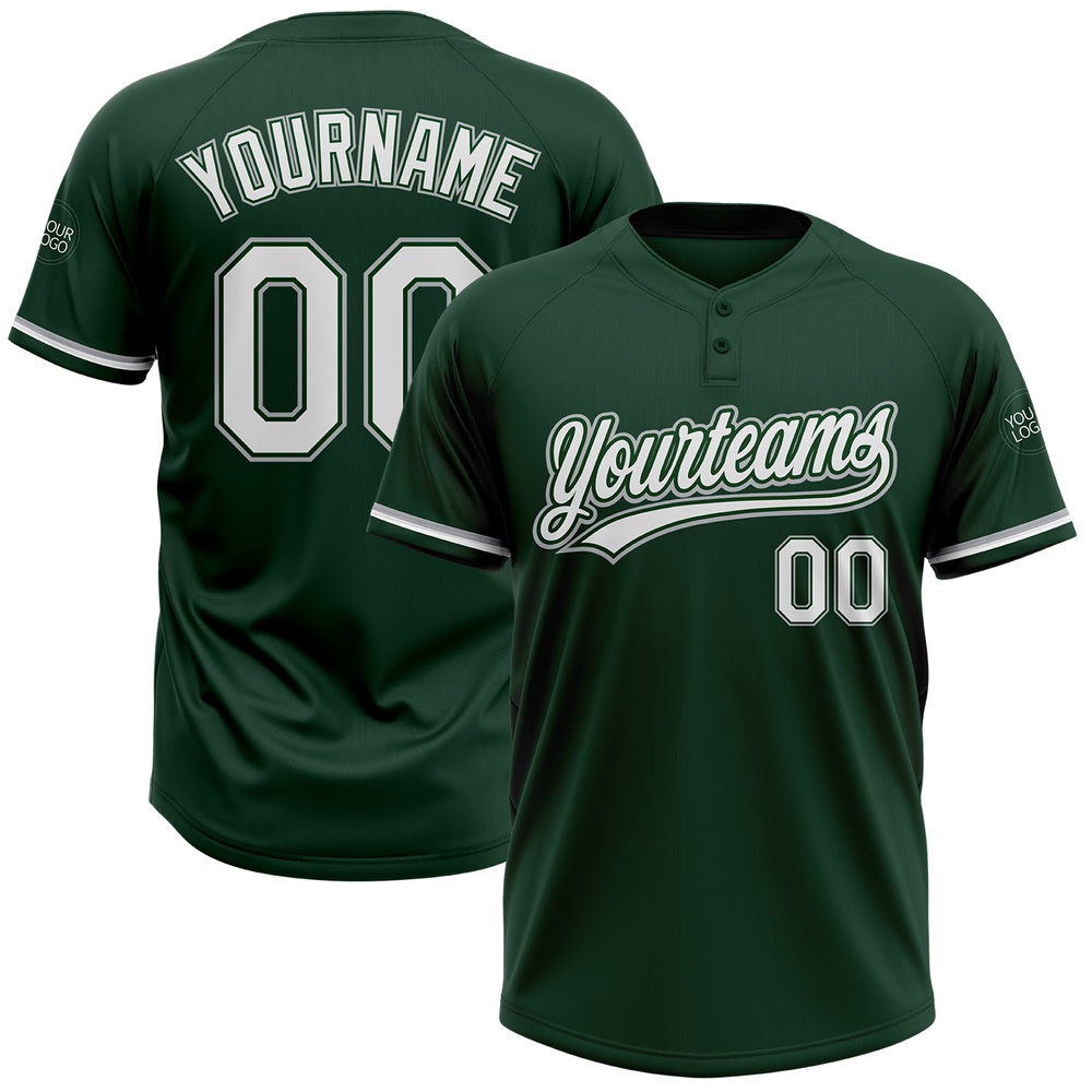 Green White Gray Two Button Unisex Softball Jersey, Custom Team Softball Jersey Green White Gray Two Button Unisex Softball Jersey, Custom Team Softball Jersey