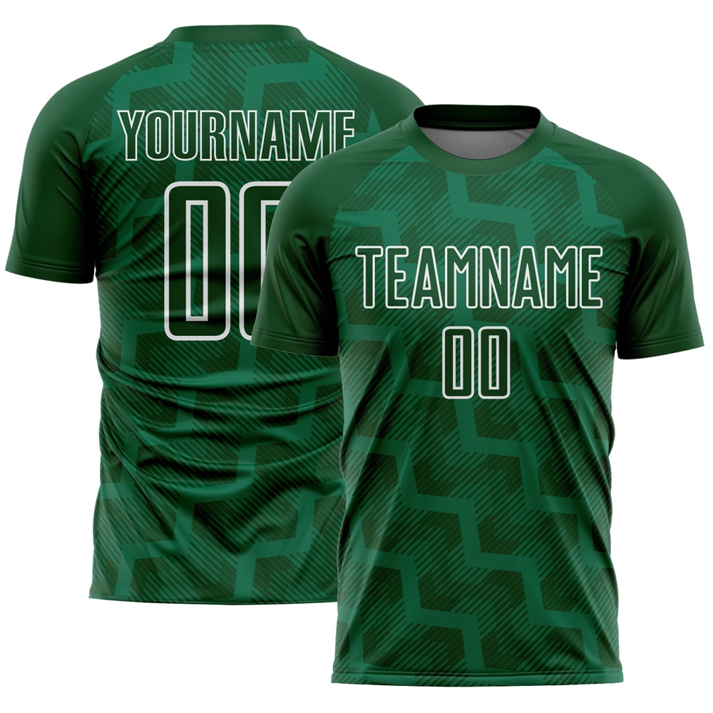 Green White Lines Sublimation Soccer Uniform Jersey, Custom Team Soccer Jersey Shirt