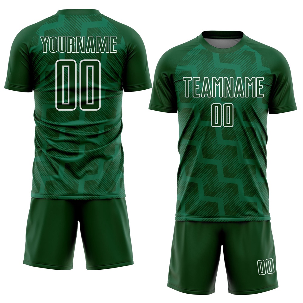 Green White Lines Sublimation Soccer Uniform Jersey, Custom Team Soccer Jersey Shirt