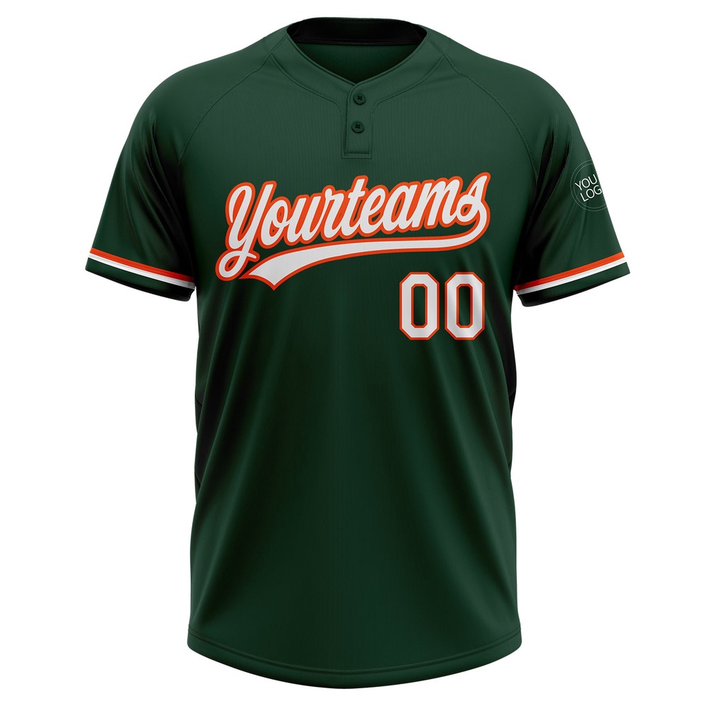 Green White Orange Two Button Unisex Softball Jersey, Custom Team Softball Jersey Green White Orange Two Button Unisex Softball Jersey, Custom Team Softball Jersey