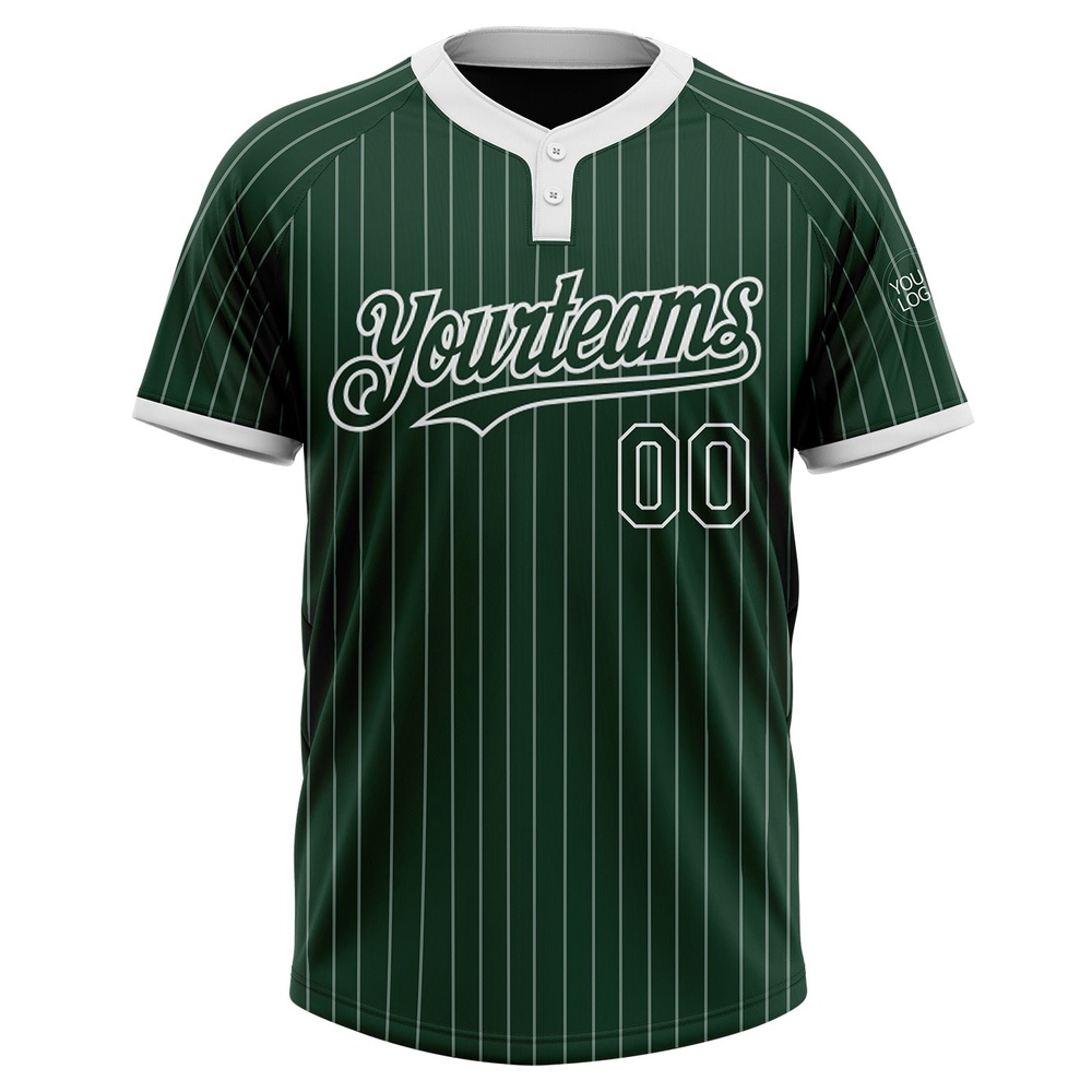 Green White Pinstripe White Two Button Unisex Softball Jersey, Custom Team Softball Jersey Green White Pinstripe White Two Button Unisex Softball Jersey, Custom Team Softball Jersey