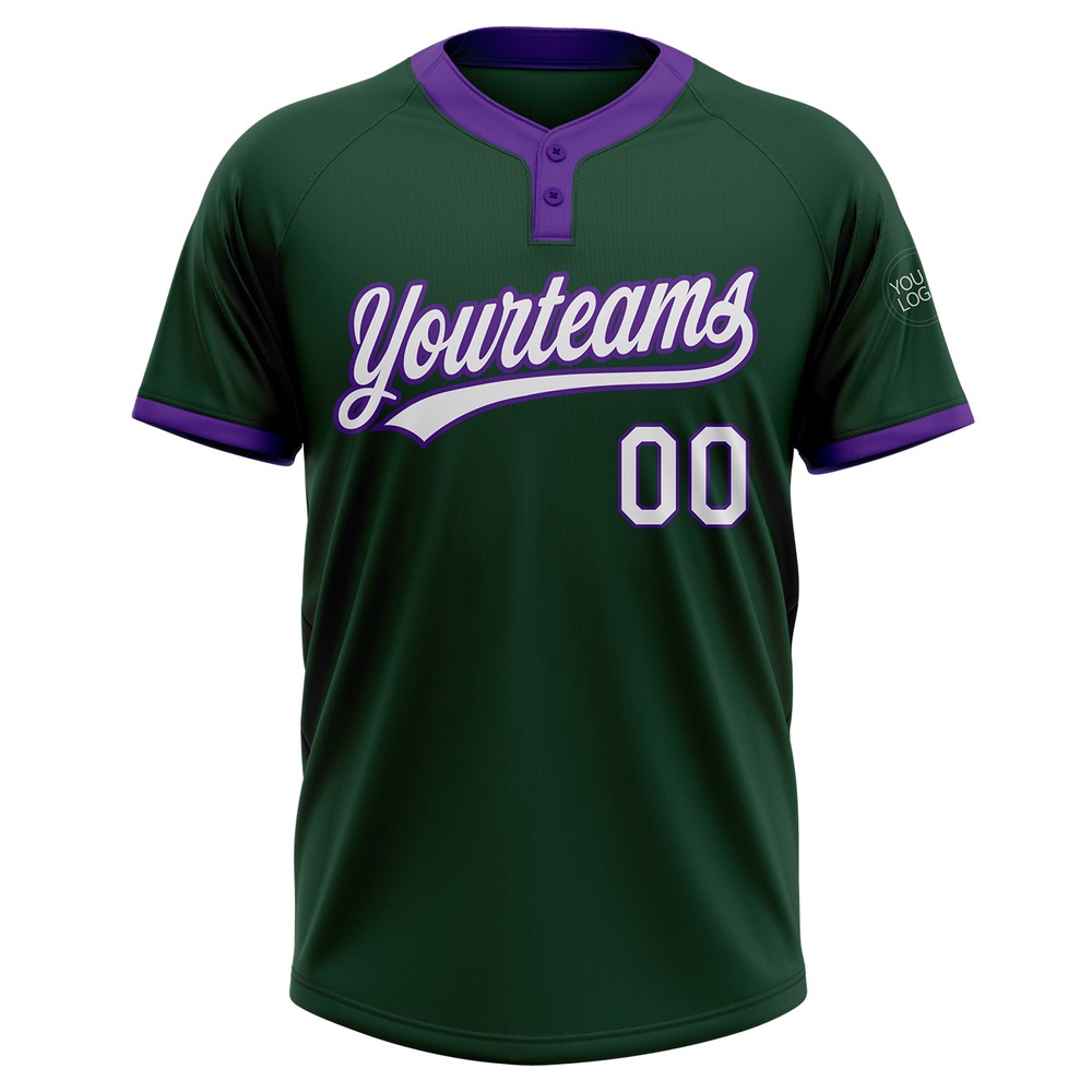 Green White Purple Two Button Unisex Softball Jersey, Custom Team Softball Jersey Green White Purple Two Button Unisex Softball Jersey, Custom Team Softball Jersey