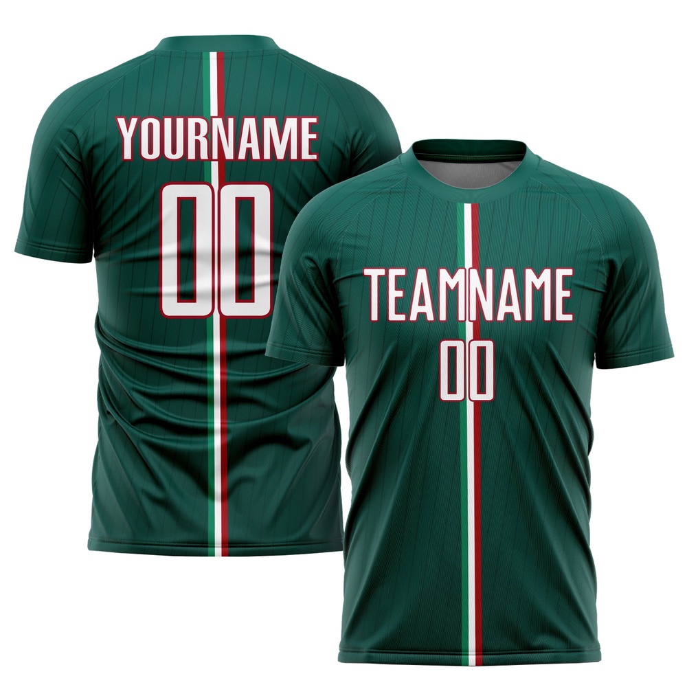 Green White Red Sublimation Mexico Soccer Uniform Jersey, Custom Team Soccer Jersey Shirt