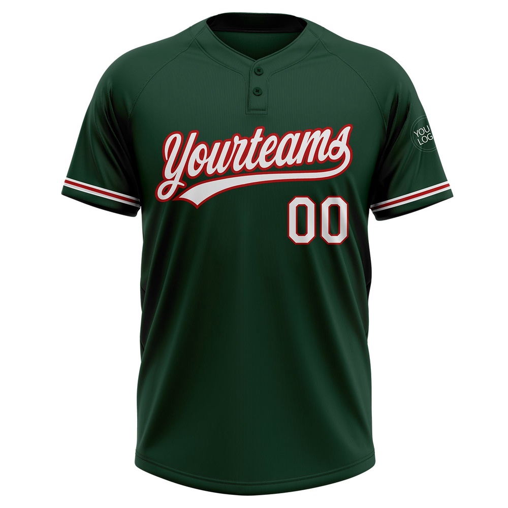 Green White Red Two Button Unisex Softball Jersey, Custom Team Softball Jersey Green White Red Two Button Unisex Softball Jersey, Custom Team Softball Jersey