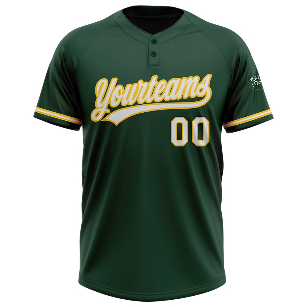 Green White Yellow Two Button Unisex Softball Jersey, Custom Team Softball Jersey Green White Yellow Two Button Unisex Softball Jersey, Custom Team Softball Jersey