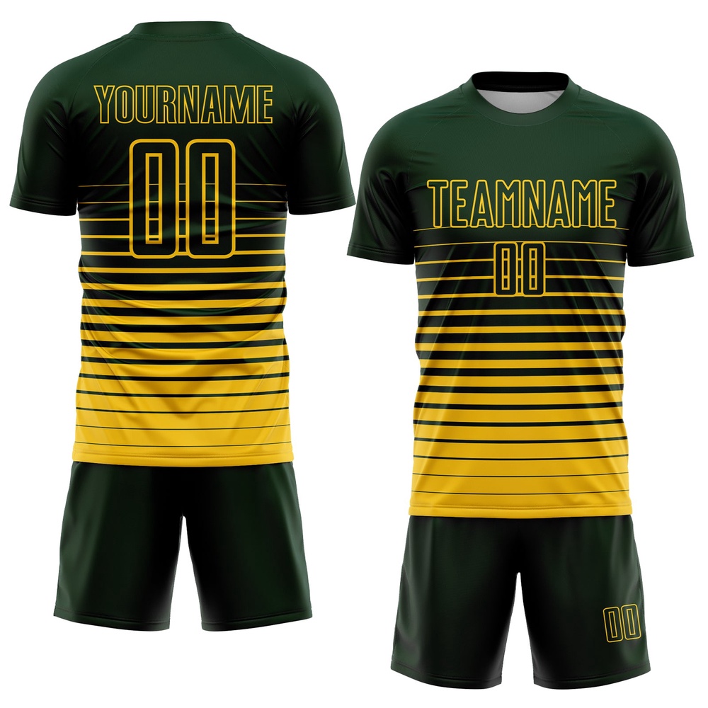 Green Yellow Pinstripe Fade Fashion Sublimation Soccer Uniform Jersey, Custom Team Soccer Jersey Shirt