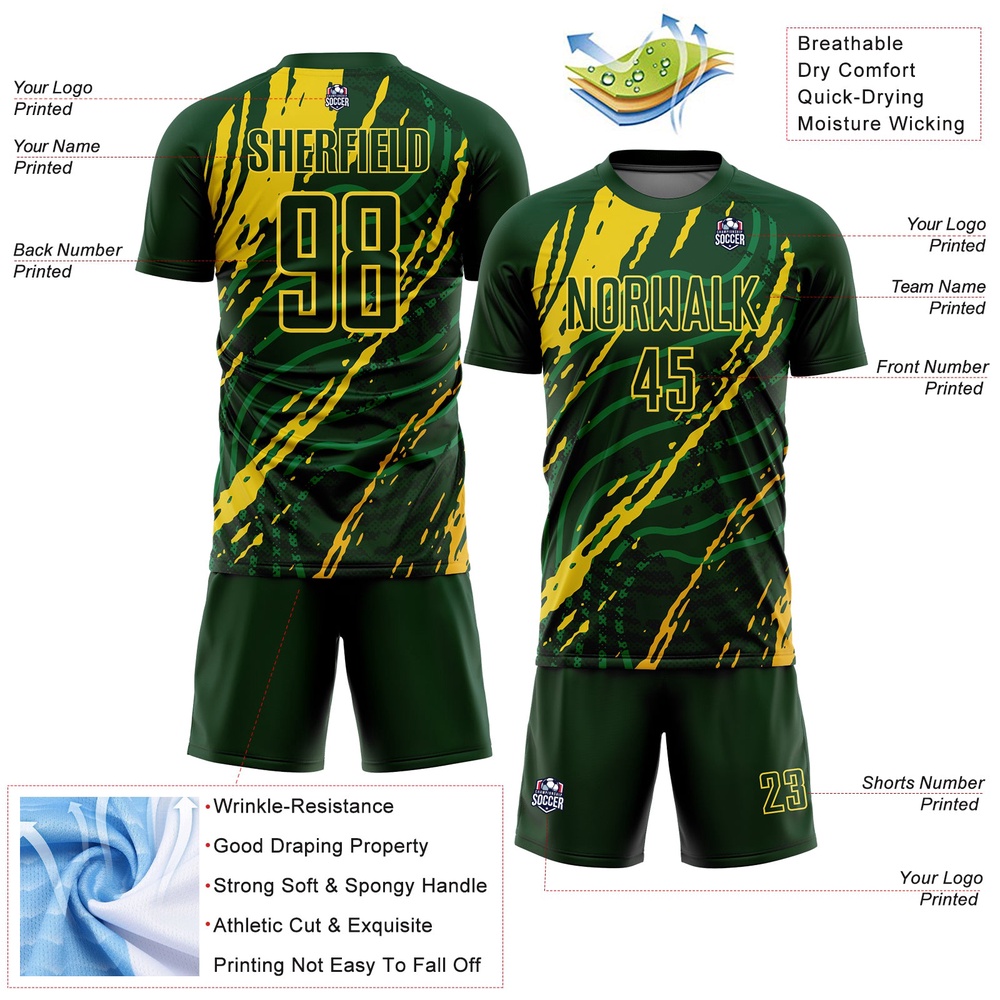 Green Yellow Sublimation Soccer Uniform Jersey, Custom Team Soccer Jersey Shirt Green Yellow Sublimation Soccer Uniform Jersey, Custom Team Soccer Jersey Shirt