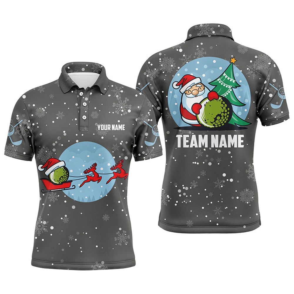Grey Christmas Men’s Golf Polo Shirts With Reindeer & Santa Custom Golf Tops For Men Golfing Gifts, Golf Polo Shirt, Golf Shirts Grey Christmas Men’s Golf Polo Shirts With Reindeer & Santa Custom Golf Tops For Men Golfing Gifts, Golf Polo Shirt, Golf Shirts