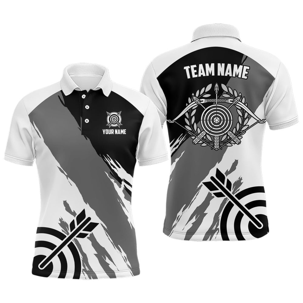 Grey Polo Archery Men Polo Shirts Custom Archery Target Shirts, Archery Polo, Custom Archery Team Polo Shirt