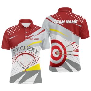 Grey Red Target Archery Polo Shirts For…