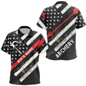 Grunge American Flag Bow Archery Polo Shirts,…