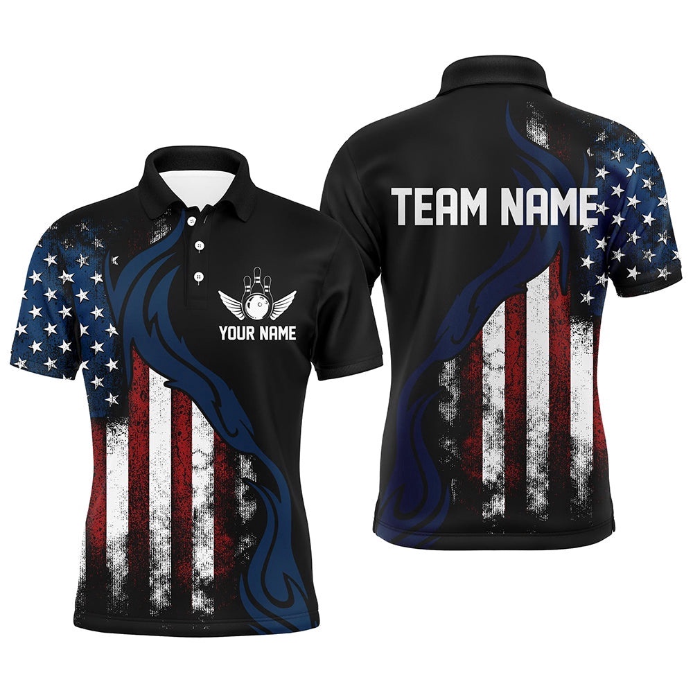 Grunge American Flag Unisex Bowling Team Shirts Custom Patriotic Bowling Gifts For Bowlers Outfit, Personalized Bowling Team Shirt Grunge American Flag Unisex Bowling Team Shirts Custom Patriotic Bowling Gifts For Bowlers Outfit, Personalized Bowling Team Shirt