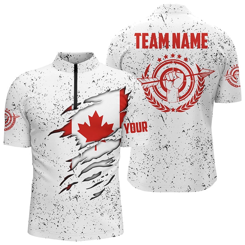 Grunge Canada Archery Men Jersey Custom Patriotic Canadian Flag Shirts For Archers, Custom Archery Team Shirt