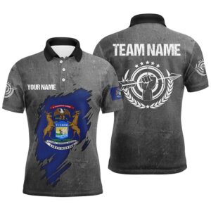 Grunge Michigan Archery Men Polo Shirts, Custom…