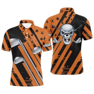 Halloween Golf Skull Orange And Black Golf…