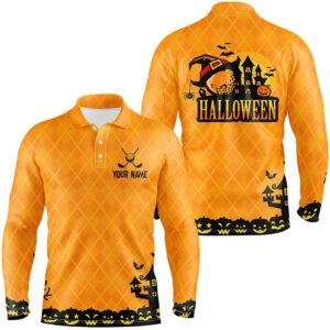 Halloween Landscape Pumpkin Orange Argyle Men s Golf Polo Shirts Custom Funny Golf Gifts For Men Golf Polo Shirt Golf Shirts 2 decdfo.jpg