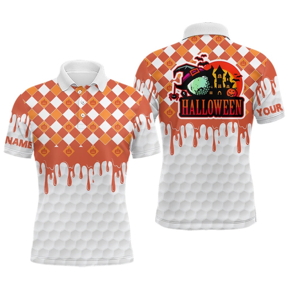Happy Halloween Orange White Pumpkin Men’s Golf Polos Custom Skull Golf Shirts For Men Golf Gifts, Golf Polo Shirt, Golf Shirts Happy Halloween Orange White Pumpkin Men’s Golf Polos Custom Skull Golf Shirts For Men Golf Gifts, Golf Polo Shirt, Golf Shirts