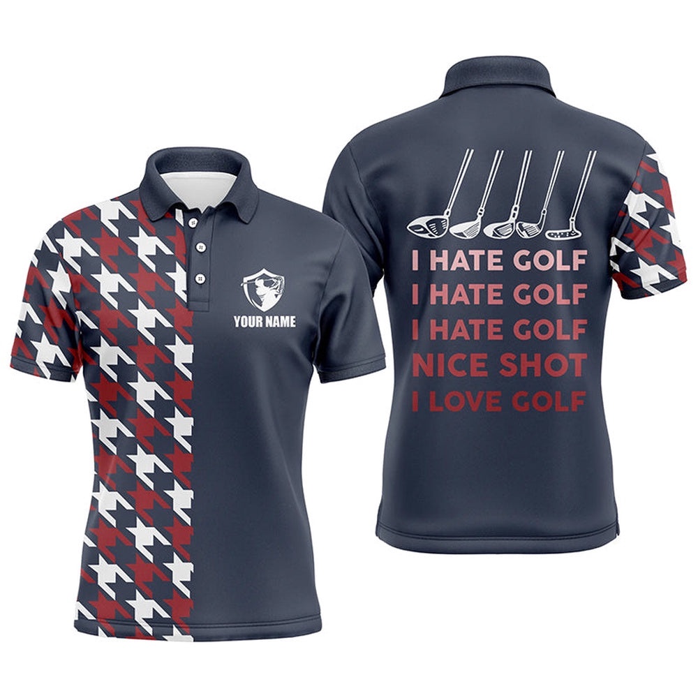 I Hate Golf Nice Shot I Love Golf Funny Men’s Golf Polo Shirt Navy Golf Shirts For Men, Golf Polo Shirt, Golf Shirts