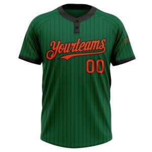 Kelly Green Black Pinstripe Orange Two Button Unisex Softball Jersey Custom Team Softball Jersey 2 messlu.jpg
