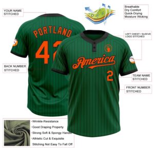 Kelly Green Black Pinstripe Orange Two Button Unisex Softball Jersey Custom Team Softball Jersey 3 fgn4me.jpg