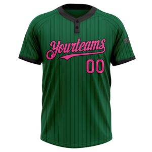 Kelly Green Black Pinstripe Pink Two Button Unisex Softball Jersey Custom Team Softball Jersey 2 xeu5f6.jpg
