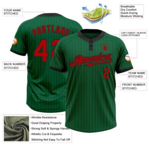 Kelly Green Black Pinstripe Red Two Button Unisex Softball Jersey Custom Team Softball Jersey 3 xbyn1u.jpg
