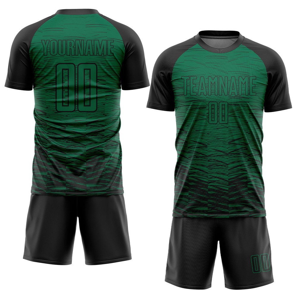 Kelly Green Black Sublimation Soccer Uniform Jersey, Custom Team Soccer Jersey Shirt Kelly Green Black Sublimation Soccer Uniform Jersey, Custom Team Soccer Jersey Shirt