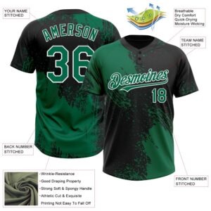 Kelly Green Black White 3D Pattern Abstract Brush Stroke Two Button Unisex Softball Jersey Custom Team Softball Jersey 3 vnjxyi.jpg