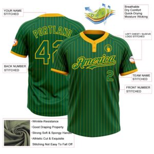 Kelly Green Gold Pinstripe Gold Two Button Unisex Softball Jersey Custom Team Softball Jersey 3 jbyrek.jpg