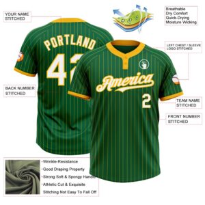 Kelly Green Gold Pinstripe White Two Button Unisex Softball Jersey Custom Team Softball Jersey 3 xlcz6l.jpg