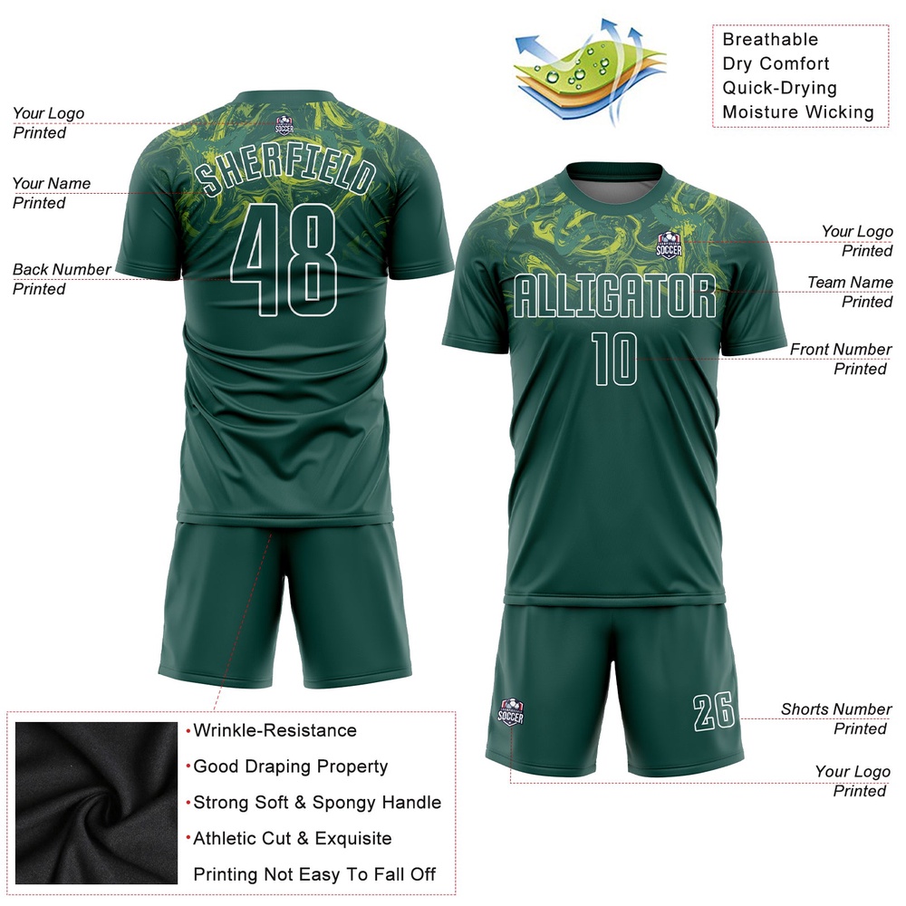 Kelly Green Kelly Green Gold Sublimation Soccer Uniform Jersey, Custom Team Soccer Jersey Shirt