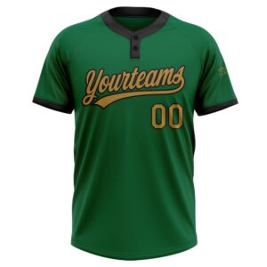 Kelly Green Old Gold Black Two Button Unisex Softball Jersey Custom Team Softball Jersey 2 vg2fcq.jpg