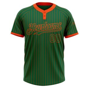 Kelly Green Orange Pinstripe Orange Two Button Unisex Softball Jersey Custom Team Softball Jersey 2 ezg0ya.jpg