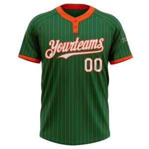 Kelly Green Orange Pinstripe White Two Button Unisex Softball Jersey Custom Team Softball Jersey 2 vzseyk.jpg