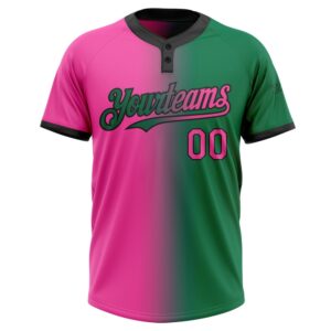Kelly Green Pink Black Gradient Fashion Two Button Unisex Softball Jersey Custom Team Softball Jersey 2 gnqkov.jpg
