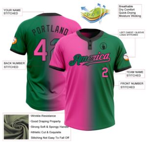 Kelly Green Pink Black Gradient Fashion Two Button Unisex Softball Jersey Custom Team Softball Jersey 3 fgmwtu.jpg